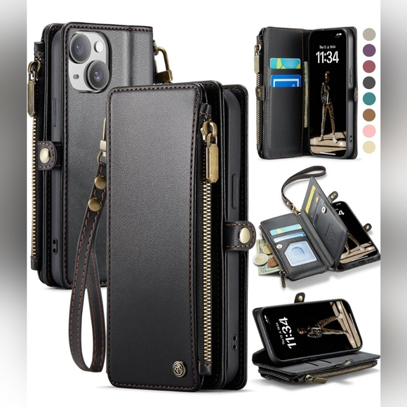 Defencase Compatible with 6.1" iPhone 14 Case Wallet RFID Blocking Fashion Black - Picture 1 of 7